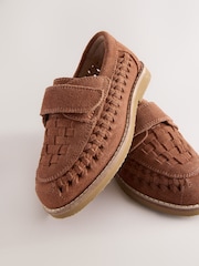 Tan Brown Suede Woven Loafers - Image 8 of 8