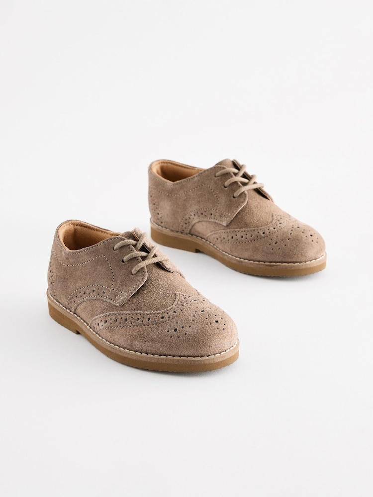 Neutral Standard Fit (F) Smart Leather Brogue Shoes - Image 1 of 6