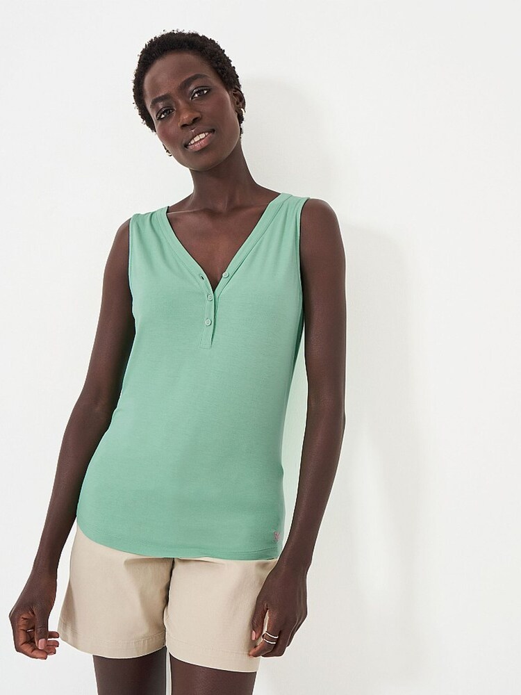Crew Clothing Green Henley Vest - Image 1 of 4 Crew Clothing Green Henley Vest - Image 1 of 4