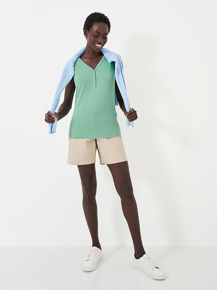 Crew Clothing Green Henley Vest - Image 2 of 4 Crew Clothing Green Henley Vest - Image 2 of 4