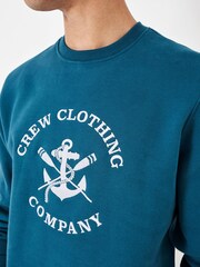 Crew Clothing Company Blue Embroidered Graphic Print Crew Neck 100% Cotton Sweatshirt - Image 4 of 5