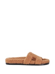 Dune London Tan Brown Standard Fit Loupa Footbed Smart Slides - Image 3 of 7