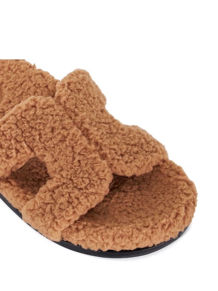 Dune London Tan Brown Standard Fit Loupa Footbed Smart Slides - Image 5 of 5