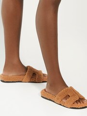 Dune London Tan Brown Standard Fit Loupa Footbed Smart Slides - Image 7 of 7