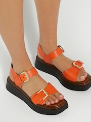Dune London Orange Loells Buckle Flatform Sandals - Image 1 of 8