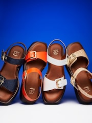 Dune London Orange Loells Buckle Flatform Sandals - Image 3 of 8
