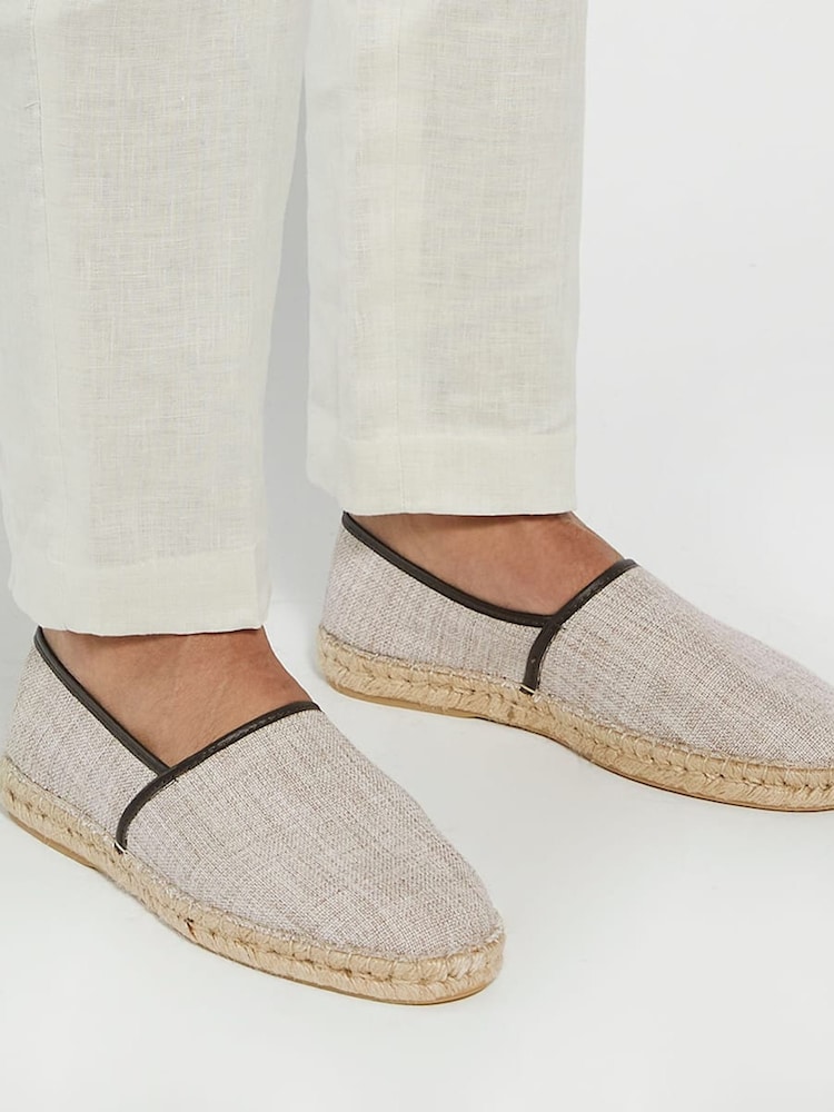 Dune London Cream Bronko Piping Canvas Espadrilles - Image 1 of 7 Dune London Cream Bronko Piping Canvas Espadrilles - Image 1 of 7