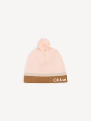 Chloé Pink Knitted Logo Beanie Hat - Image 1 of 3