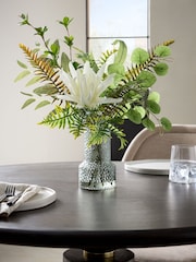Green Artificial Floral Arrangement In Glass Vase - Image 1 of 4