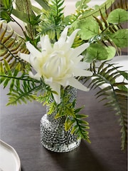 Green Artificial Floral Arrangement In Glass Vase - Image 2 of 4