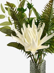 Green Artificial Floral Arrangement In Glass Vase - Image 4 of 4