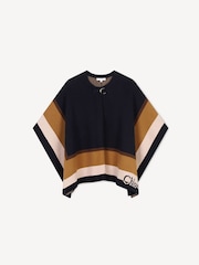 Chloé Blue Knitted Logo Poncho Cape - Image 1 of 3