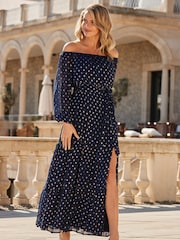 Sosandar Blue Petite Petite Contrast Trim Kimono Sleeve Dress - Image 1 of 5