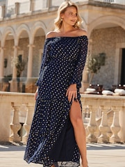 Sosandar Blue Petite Petite Contrast Trim Kimono Sleeve Dress - Image 5 of 5