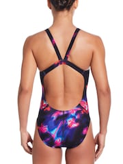 Nike Black Hydrastrong Multi Print Fastback One Piece Swimsuit - Image 2 of 7