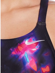 Nike Black Hydrastrong Multi Print Fastback One Piece Swimsuit - Image 4 of 7