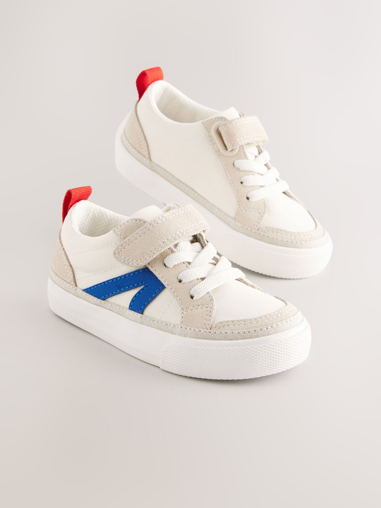 White/Blue Standard Fit (F) Touch Fastening Chevron Trainers - Image 1 of 5