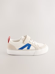 White/Blue Standard Fit (F) Touch Fastening Chevron Trainers - Image 2 of 5