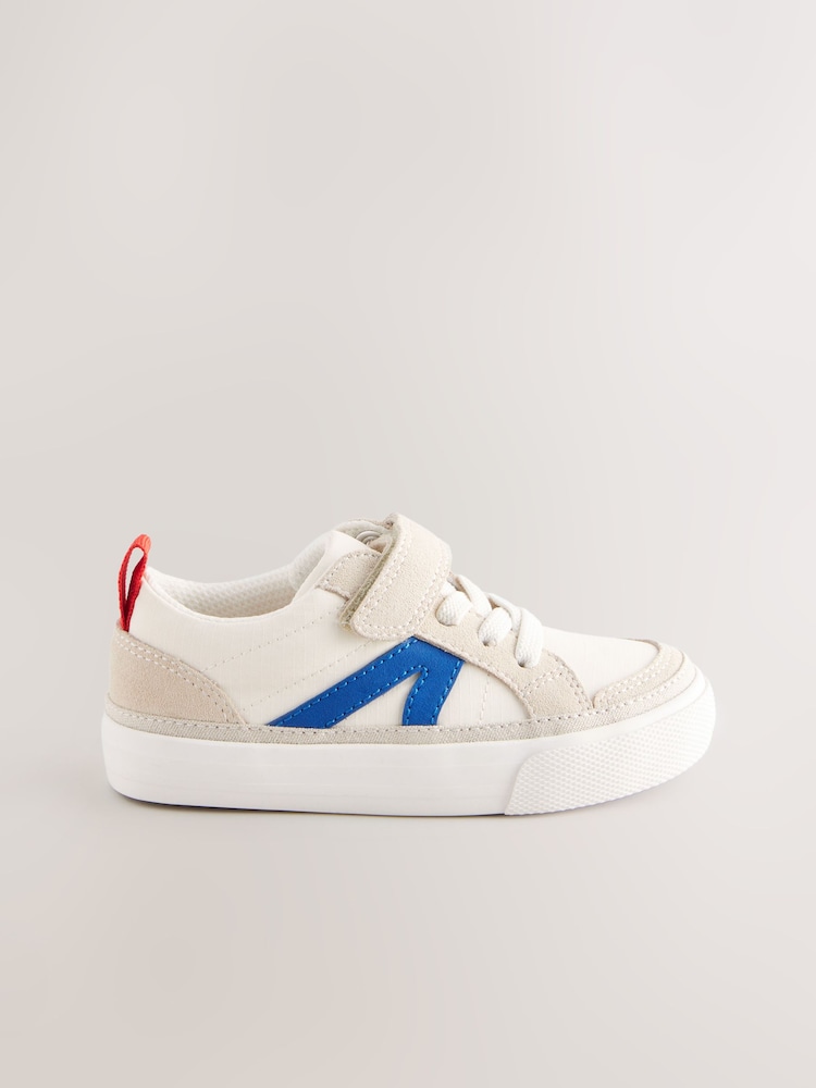 White/Blue Standard Fit (F) Touch Fastening Chevron Trainers - Image 2 of 5