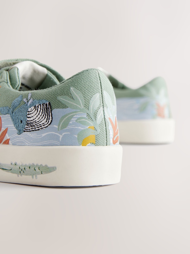 Green Safari Animals Standard Fit (F) Two Strap Touch Fastening Trainers - Image 4 of 6