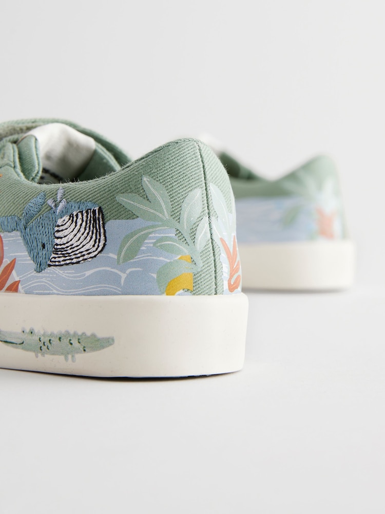 Green Safari Animals Standard Fit (F) Two Strap Touch Fastening Trainers - Image 5 of 6