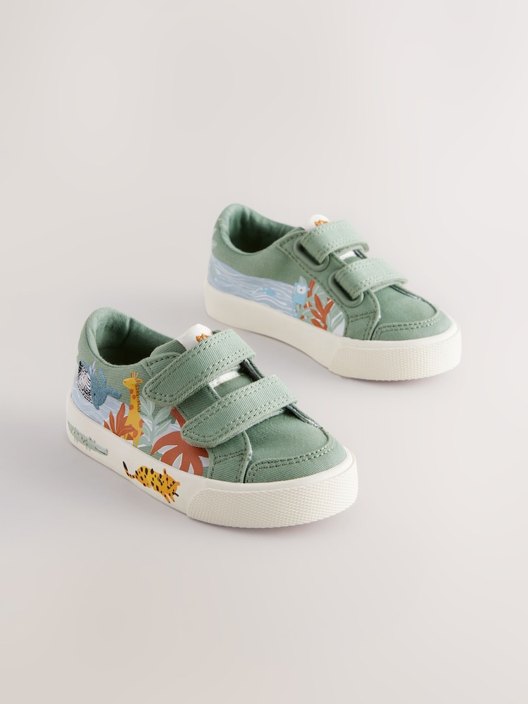 Verde Safari Animals - Pantofi sport cu velcro și două barete - Imaginea 6 din 6