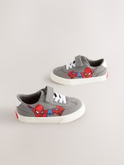 Grey Standard Fit (F) Spiderman Touch Fastening Elastic Lace Trainers - Image 1 of 5