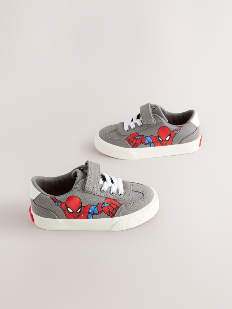 Grey Standard Fit (F) Spiderman Touch Fastening Elastic Lace Trainers - Image 1 of 5