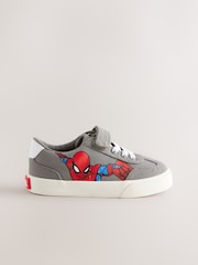 Grey Standard Fit (F) Spiderman Touch Fastening Elastic Lace Trainers - Image 2 of 5