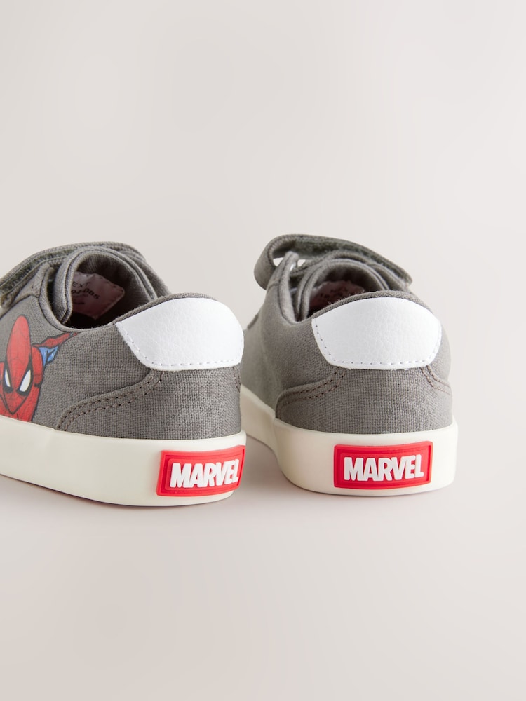 Grey Standard Fit (F) Spiderman Touch Fastening Elastic Lace Trainers - Image 3 of 5