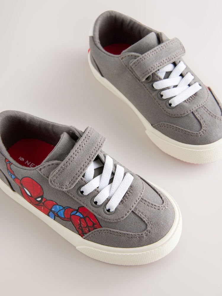 Grey Standard Fit (F) Spiderman Touch Fastening Elastic Lace Trainers - Image 4 of 5