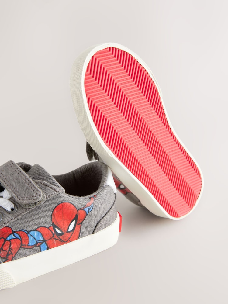 Grey Standard Fit (F) Spiderman Touch Fastening Elastic Lace Trainers - Image 5 of 5