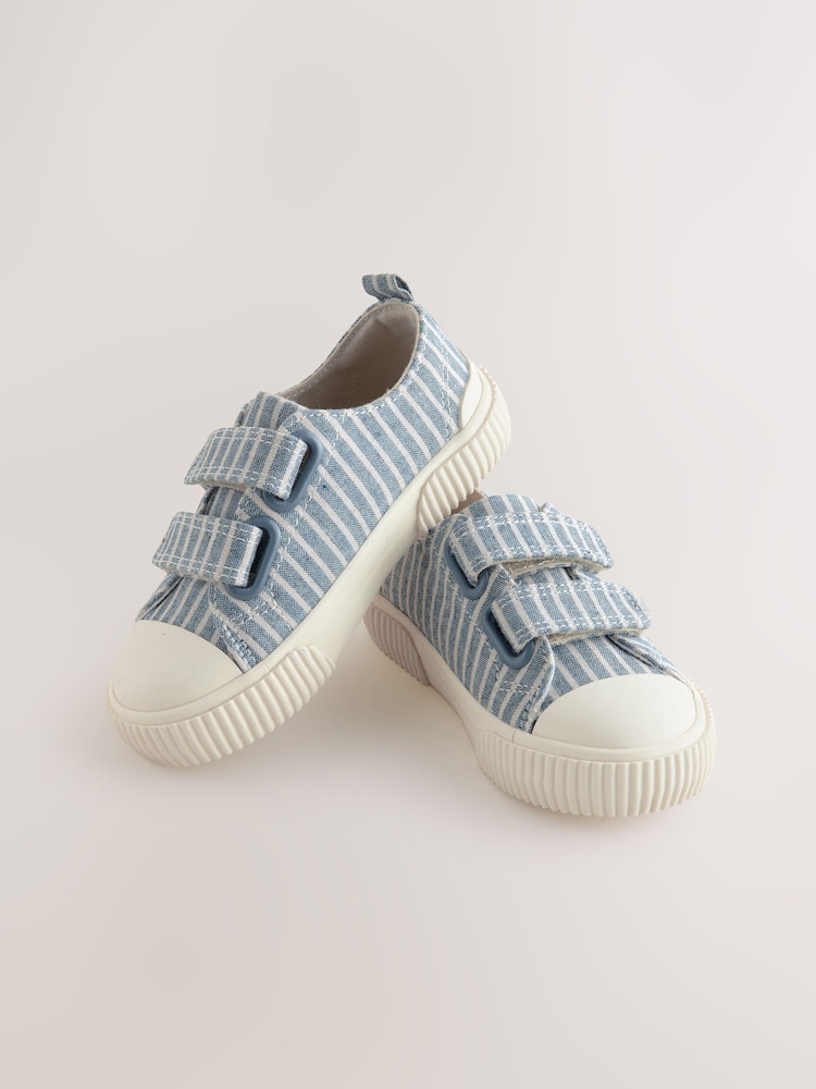 Blue/White Stripe Two Strap Touch Fastening Trainers - Image 1 of 5