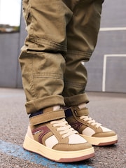 Khaki Green Touch Fastening Elastic Lace Hightop Boots - Image 1 of 7