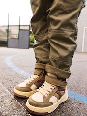 Khaki Green Touch Fastening Elastic Lace Hightop Boots - Image 2 of 7
