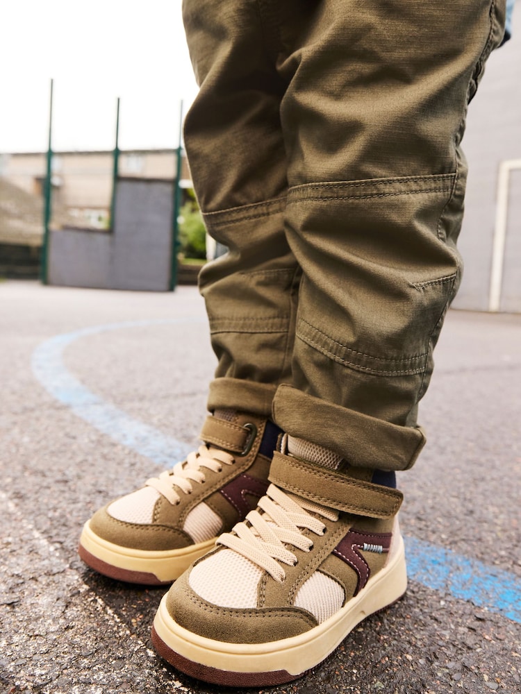 Khaki Green Touch Fastening Elastic Lace Hightop Boots - Image 2 of 7
