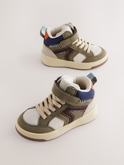 Khaki Green Touch Fastening Elastic Lace Hightop Boots - Image 3 of 7