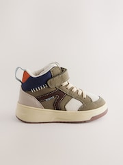 Khaki Green Touch Fastening Elastic Lace Hightop Boots - Image 4 of 7