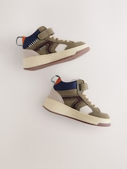 Khaki Green Touch Fastening Elastic Lace Hightop Boots - Image 6 of 7