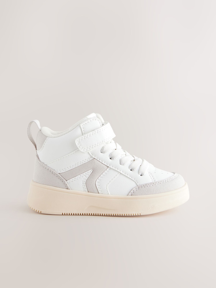 White Touch Fastening Elastic Lace Hightop Boots - Image 1 of 5