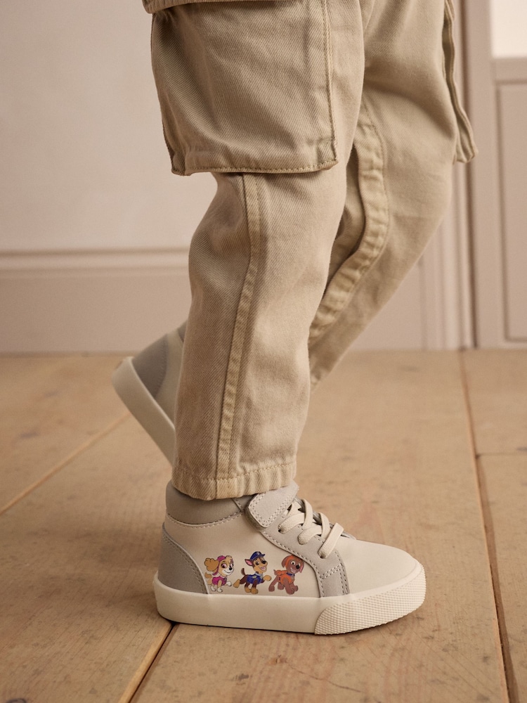 Grey Standard Fit (F) Paw Patrol Elastic Lace High Top Trainers - Image 1 of 8