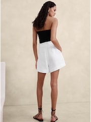 Banana Republic White 4" Linen Belted Shorts - Image 2 of 4