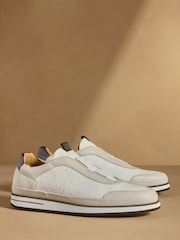 Russell & Bromley Neutral San Giusto Oxford Laceless Sneakers - Image 2 of 7