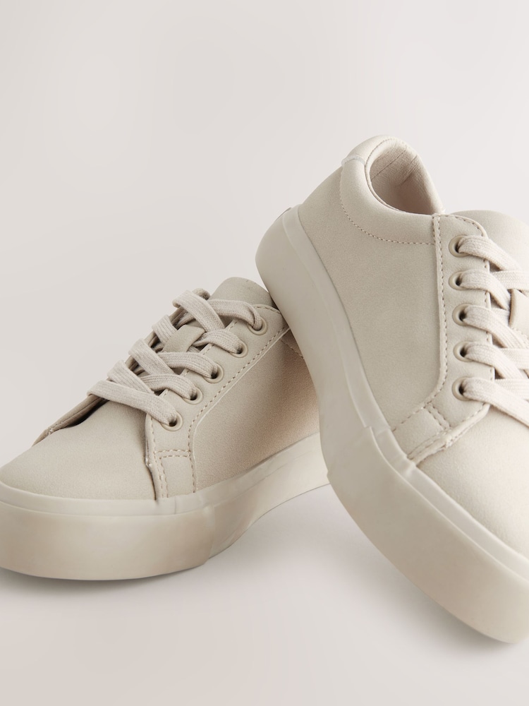 Neutral Lace Up Smart Trainers - Image 3 of 5