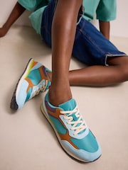 Blue Colourblock Standard Fit (F) Elastic Lace Trainers - Image 1 of 8