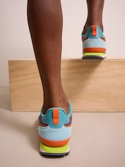 Blue Colourblock Standard Fit (F) Elastic Lace Trainers - Image 3 of 8