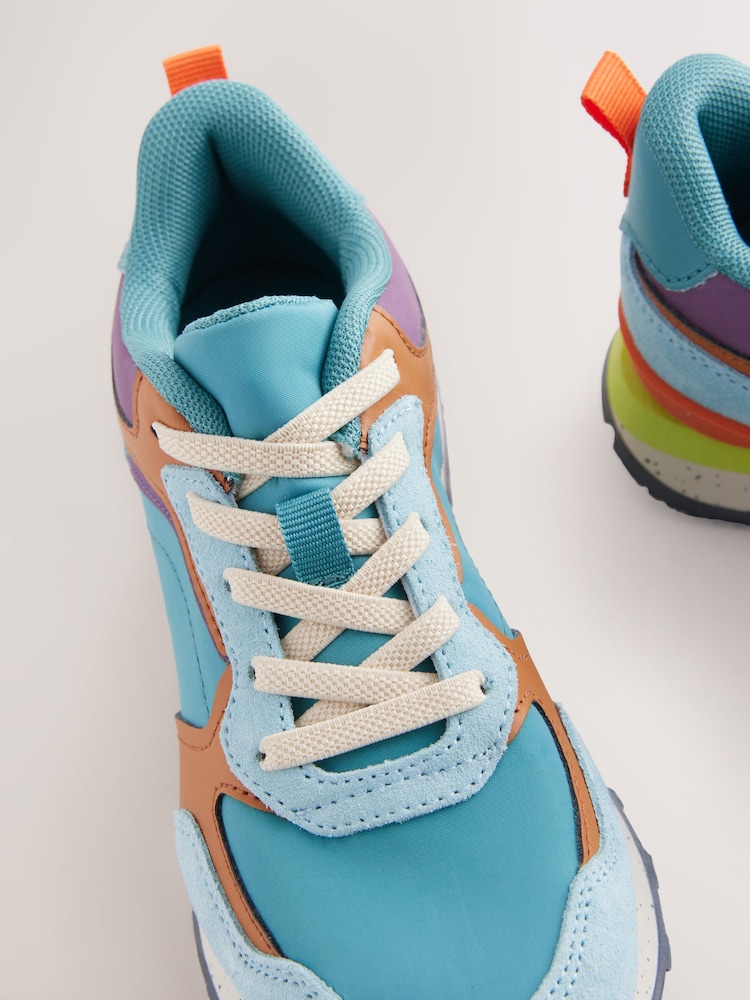 Blue Colourblock Standard Fit (F) Elastic Lace Trainers - Image 8 of 8 Blue Colourblock Standard Fit (F) Elastic Lace Trainers - Image 8 of 8