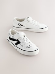 White Graffiti Standard Fit (F) Touch Fastening Elastic Lace Trainers - Image 1 of 5
