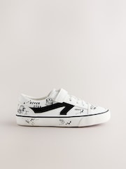 White Graffiti Standard Fit (F) Touch Fastening Elastic Lace Trainers - Image 2 of 5