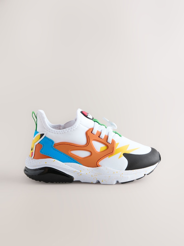 White Colourblock Standard Fit (F) Pokemon Elastic Lace Trainers - Image 2 of 5